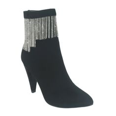 in stock Boot Chains, Fringe Ankle Boots, Chain Fringe, Shoes Booties, Black Ankle Boots, Toledo, Faux Suede, Black Fashion, Gentleman