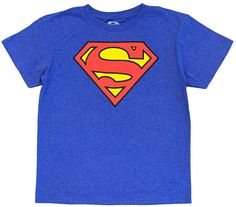 Boy's tee features the classic Superman logo on a soft cotton-poly blend in heather blue. 60/40 cotton-poly blend. Machine washable. Imported. Blue Tri-blend T-shirt With Screen Print, Superman Tshirt, Classic Superman, Superman Boy, Superman Shirt, Outfit Planning, Super Man, Superman Logo, Alt Style