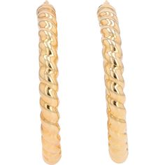 Embark on a journey of luxury with these 14K Yellow Gold Twisted Hoops. Crafted with the utmost care and finesse, these earrings exude elegance and sophistication. The radiant glow of the 14K yellow gold beautifully complements any attire, adding a touch of glamour to your ensemble.These hoops boast a unique twisted design, setting them apart from ordinary earrings. Their lightweight construction ensures comfort for extended wear, making them perfect for both casual outings and special occasions. Whether you're dressing up for a night out or adding a subtle flair to your everyday look, these hoops are the perfect choice.The timeless appeal of these earrings makes them a versatile addition to any jewelry collection. Whether you're treating yourself or searching for the perfect gift, these 1 Twisted Hoop Earrings, Gold Beauty, Light Weight Earrings, Contemporary Jewelry, Trendy Accessories, Elegant Earrings, Unique Charms, Estate Jewelry, Statement Jewelry