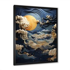 a painting with clouds and stars in the sky