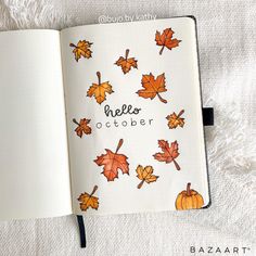 fall bullet journal pages and spread ideas October Journal Header, Fall Reading Journal Spread, Fall Tbr Bullet Journal, Fall Bujo Ideas, Pumpkin Bujo Theme, September Journal Spread, Fall Bullet Journal Theme, Autumn Doodles Bullet Journal