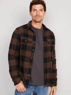 Channel your inner lumberjack with this classic flannel shirt.  Soft, 100% cotton double-brushed flannel offers major comfort chops Spread collar.  Seamed back yoke, with vertical side pleats.  Long sleeves, with buttoned cuffs and buttoned sleeve pl