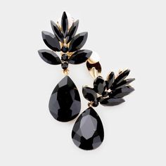 Marquise Black Crystal Teardrop Dangle Clip On Earrings Stone Dangle Earrings, Jeweled Earrings, Beaded Tassel Earrings, Star Earrings Stud, Art Deco Earrings, Black Earrings, Flower Earrings Studs, White Earrings, Small Earrings