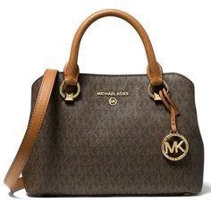 Add a touch of signature style to your ensemble with the Michael Kors Women's Edith Small Logo Satchel Handbag. Crafted from logo-print canvas with gold-tone hardware accents, this compact satchel exudes understated elegance. It features a convenient snap fastening and an interior organization system, including a back zip pocket, center zip compartment, and front slip pockets, making it perfect for keeping your essentials organized while on the move. Size: 9.5”W x 7.25”H x 3.75”D.  Color: Brown. Michael Kors Edith Satchel, Interior Organization, Organizing Systems, Satchel Handbag, Satchel Handbags, Signature Style, Handbag Accessories, Cloth Bags, Zip Pockets