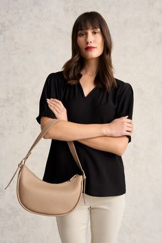 Your new everyday bag is here. Say enchanté to the Sienna Hobo Shoulder Bag. Crafted from vegan leather in Taupe with a soft pebbled look, this half-moon bag is designed to keep all your essentials safe and secure. Versatile Faux Leather Hobo Bag Crossbody, Versatile Faux Leather Crossbody Hobo Bag, Versatile Beige Baguette Bag In Soft Leather, Chic Everyday Faux Leather Baguette Bag, Versatile Faux Leather Textured Shoulder Bag, Versatile Textured Faux Leather Shoulder Bag, Chic Everyday Baguette Bag With Textured Leather, Chic Everyday Textured Leather Baguette Bag, Versatile Beige Hobo Bag For Work