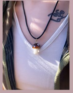 "Cute mushroom pendant necklace 🌱🍄 your choice of gold or silver findings, 18\" adjustable cord so you can create a shorter  choker length or longer. A simple yet cute design for you or a mushroom loving friend ✨  Mushrooms, Fairycore, Handmade Necklace, Magic, Ethereal, Silver, Gold, Forestcore, Cottagecore  All jewelry orders come with a custom care guide 🧚🏻" Cute Charm Necklaces With Adjustable Chain, Adjustable Mushroom Design Pendant Jewelry, Mushrooms Fairycore, Cottagecore Necklace, Necklace Magic, Mushroom Necklace, Mushroom Pendant, Cute Mushroom, Magic Mushroom