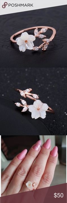 🆕Delicate Rose Gold Diamond Flower BFF Shell Ring 🆕Delicate Rose Gold Diamond Flower BFF Shell Ring  High quality zircon 18k rose gold plated shell ring. Extremely light but so feminine and luxurious!  Size: 8  Every item with original packaging.  Guaranteed Next Day Shipping Jewelry Rings Bff Jewelry, Pretty Accessories, Gold Heart Ring, Long Sleeve Wedding Dress Lace, Princess Ring, Rings Necklace, Jewels Rings, Shell Ring, Cat Ring