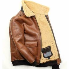 Mens Leather Jacket A2 Camel Brown Fur B3 Collar Shearling Flying Aviator Bomber Flying Jacket, Fur Leather Jacket, Camo Fashion, Mens Gear, Stylish Jackets, Flight Jacket, Real Leather, Cool Things To Buy, Mens Jackets