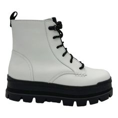 Waterproof Leather Uppers Lace Up Closure But Has A Side Zip As Well Textile Lining Ugg Plush Wool Insole Chunky Rubber 1 3/4" Platform Sole White Casual Lace-up Platform Boots, White Low-top Winter Boots, White Platform Lace-up Boots For Winter, White Lace-up Waterproof Boots For Outdoor Activities, White High-top Platform Boots For Streetwear, Winter Leather Platform Sneakers, White Low-top Synthetic Boots, White Synthetic Low-top Boots, Casual White High-top Platform Boots