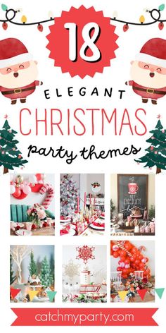 The holiday season is fast approaching which means lots of fun Christmas parties with family and friends. If you are planning a Christmas party in the next coming weeks but are stuck on a holiday party theme be sure to check out all the elegant Christmas party themes that we have rounded up for you. See more party ideas and share yours at CatchMyParty.com Christmas Party Theme Names, Work Christmas Party Ideas, Ladies Christmas Party, Formal Christmas Party, Christmas Party Theme, Outdoor Christmas Party, Church Christmas Party, Elegant Christmas Party, Girls Christmas Party