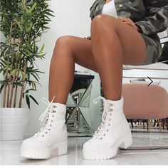 New Without Box. White And Ivory Ll Bean Duck Boots, Skechers Boots, Military Style Boots, Lace Up Boots Women, Platform Combat Boots, Lace Up Block Heel, Insulated Boots, Womens Combat Boots, Pink Boots