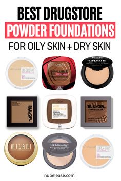 Best Drugstore Powder Foundations for Oily Skin and Dry Skin Types - I've done the work for you by finding the best drugstore powder foundations to try for your skin type. Best Drugstore Powder Foundation, Best Drugstore Pressed Powder, Best Loose Powder, Drugstore Setting Powder, Best Makeup Powder, Best Setting Powder