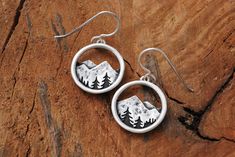 Mountain Earrings, Mountain Necklace, Casual Jewelry, Tree Patterns, Circle Shape, Jewelry Earrings Hoops, Pendant Earrings, Sterling Earrings, Fashion Rings