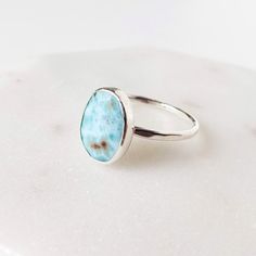 Larimar Ring Engagement Rings Beachy, Gem Stone Rings, Cute Engagement Rings, Larimar Ring, Larimar Rings, Hammered Ring, Jewelry Accessories Ideas, Ring Size 10, Stacked Jewelry