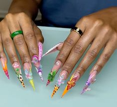 icey.nailss on instagram Nail Board, Hard Nails, Dope Nail Designs, Glow Nails, Crazy Nails, Long Square Acrylic Nails, Nail Jewelry, Neon Nails