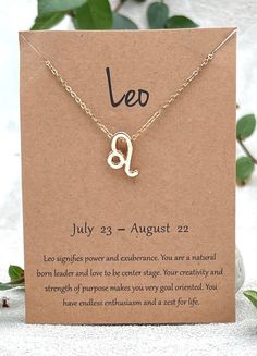 Enhance your look  with our beautiful and eye-catching 14k gold-plated Leo necklace, also available in a silver-plated variant! Customize your accessory by choosing your Star Sign from the convenient drop-down box, and enjoy the perfect fit with its adjustable chain, providing 16.5 to 18 inches in length. This engraved zodiac sign necklace offers a unique touch with a free matching tiny disc, available in silver or gold, featuring the letter of your choice hand-stamped on it. Simply select the letter in the personalization section to make this piece truly yours. Ideal as a personalized monogram gift, this necklace is a perfect way to treat yourself or surprise a friend. Opt for the $5 gift add-on for an extra special touch, including a personalized handwritten card, all thoughtfully packed Adjustable Gold Zodiac Sign Necklace, Leo Sign Necklace, Elegant Zodiac Sign Initial Pendant Necklace, Gold-plated Zodiac Sign Necklaces In Yellow Gold, Leo Pendant, Leo Necklace, Zodiac Sign Necklace, Sign Necklace, Zodiac Jewelry