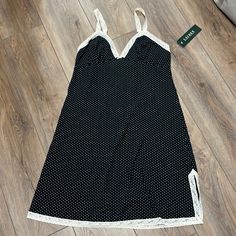 Ralph Lauren Sleep Chemise. Size Small New With Tag. Fitted Casual Sleepwear With Lace Trim, Fitted Black Chemise, Fitted Black Top For Sleep, Black Summer Chemise For Loungewear, Black Summer Chemise For Sleep, Fitted Cotton Sleepwear With Built-in Bra, Black Fitted Chemise, Fitted Casual Nightgown, Fitted Casual Nightgown For Night