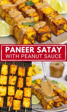 paneer satay with peanut sauce is an easy to make appetizer that's ready in under 30 minutes