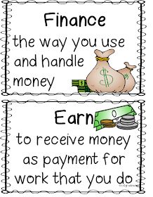 two signs with words that say finance and the way you use money to receive money as payment