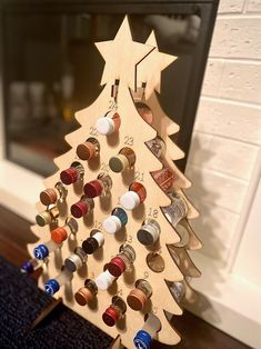 a christmas tree made out of wine corks