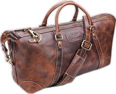 Classic Duffle Bag With Handles For Daily Use, Classic Daily Use Duffle Bag With Handles, Brown Travel Bag For On-the-go, Classic Brown Duffle Bag For On-the-go, Classic Leather Travel Bag With Handles, Brown Duffle Bag With Top Carry Handle For On-the-go, Brown Rectangular Duffle Bag With Top Carry Handle, Brown Satchel Duffle Bag With Handles, Brown Duffle Bag With Handles For Everyday