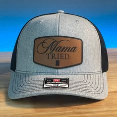 MAMA TRIED Funny Leather Patch Hat. Specifications: 🧢 Richardson original 112 trucker; adjustable for the perfect fit 🎩 60/40 cotton/polyester blend for comfort 📏 One size fits most 🏷️ Expertly laser engraved leatherette patch design 📦 Ships in 2 to 3 business days from our Orlando Studio Care Instructions: 🚫 Do not wash; spot clean only Please Note: 🌈 Colors may vary from photos based on your viewing screen.