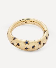 Liberty - 9ct Gold Handmade Ianthe Star Blue Sapphire Ring Star Setting Ring, Cool Rings Gold, Gold Gem Rings, Liberty Ring, Cheap Gold Rings, Blue Ring, Star Blue, Blue Sapphire Ring, Printed Jewelry