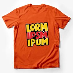 Bold Lorm Ipsum Graphic T-Shirt, Yellow and Red Text Design, Casual Streetwear, Unisex Fashion Tee Male T-Shirt Custom graphic T-Shirt.Customize your color Red Short Sleeve T-shirt With Name Print, Orange Crew Neck Top With Graphic Print, Red Funny Tops With Letter Print, Funny Red Tops With Letter Print, Red Short Sleeve T-shirt With Text Print, Yellow Short Sleeve T-shirt With Name Print, Red Short Sleeve Shirt With Text Print, Orange Short Sleeve T-shirt With Letter Print, Orange Short Sleeve T-shirt With Text Print