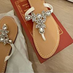 Beautifully Handmade Jeweled Women’s Sandals. Size 8. Women's Shoes Sandals, Womens Sandals, Shoes Sandals, Color White, Women Shoes, Sandals, Women Shopping, White, Beauty