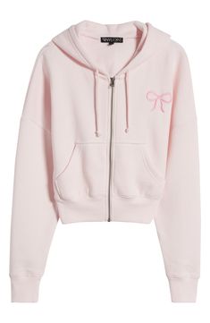 Off-duty days just got sweeter, thanks to this supersoft hoodie made from cotton-blend fleece. 19 1/2" length (size Medium) Front zip closure Drawstring hood Dropped shoulders Ribbed cuffs and hem Split kangaroo pocket 60% cotton, 40% polyester Machine wash, tumble dry Imported Pink Polo Hoodie, Cute Zip Up Sweaters, Cute Zip Up Jackets, Cute Preppy Hoodies, Cute Hoodies For School, Sweatshirt Zip Up, Cute Pink Hoodies, Pink Wishlist Ideas, Cute Zip Ups