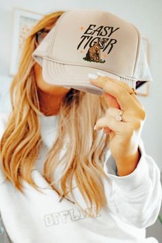 Easy Tiger Trucker hat is sure to be your go to!!  Wear it on days you want to make a statement or the accessory to the perfect outfit or on days you just dont want to fix your hair.  Adjustable Snap Back Foam Trucker Cowgirl Vintage, Bachelorette Hats, Funny Trucker Hat, Retro Cowgirl, Girls Trips, Classy Cowgirl, Trucker Humor, Cowgirl Bachelorette, Chapeau Cowboy