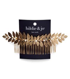 Make a Statement with the hildie & jo Gold Large Leaf Hair Comb with PearlsElevate your hairstyle with the stunning hildie & jo Large Gold Leaf Hair Comb with Pearls This beautiful hair accessory is perfect for adding a touch of glamour to any outfit, whether you're attending a formal event or just want to add some sparkle to your everyday look The comb is adorned with lustrous pearls that catch the light beautifully, making it a true statement pieceDesigned with both style and functionality in Gold Leaf Hair, Beautiful Hair Accessories, Your Hairstyle, Joanns Fabric And Crafts, Hair Comb, Hair Accessory, Gold Tone Metal, Craft Stores, Gold Leaf