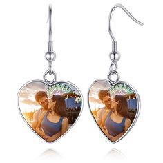 PRICES MAY VARY. 💗💗[Personalized Photo Earrings for Women]Heart drop earrings customized.Custom a picture on the front side and engrave Name,Birthday,Letter,Initial,Symbol,Faith,Inspirational words on the other side.Memorial earrings with picture,is a good way to keep your loved one close to your heart at all times.Our personalized picture earrings is the best sentimental gifts, if you want to touch the heart of your loved ones and impress them beyond expectations. ✍[Custom Earrings with Pictu Heart Charm Dangle Earrings For Gift, Heart Charm Dangle Earrings As Gift, Dangle Heart Charm Earrings For Gifts, Mother's Day Heart Charm Drop Earrings, Dangle Earrings With Heart Charm For Gifts, Heart Charm Drop Earrings Jewelry For Gift, Double Heart Metal Earrings For Gift, Metal Heart Pendant Earrings For Gift, Heart Charm Drop Earrings For Gift