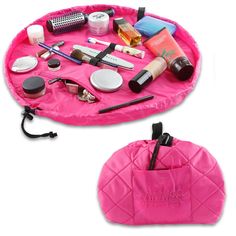 The Lay-n-Go® COSMO DELUXE (22") is a patented cosmetic bag that allows you to see all of your cosmetics at once, and clean up in seconds. It conveniently fits anywhere! No more digging and dumping in a traditional black hole makeup bag. Lay-n-Go COSMO DELUXE is a smart and easy 4-in-1 solution ... clean surface, quick cleanup, carryall, and storage.   *Raised lip keeps makeup and brushes from rolling off the counter *Zippered storage pocket, elastic brush holder, and a convenient handle *Pull t Makeup Bag Essentials, Organizer Makeup, Pink Cosmetics, Makeup Bag Organization, Satchel Tote Bag, Amazon Prime Day, Travel Organizer, Best Amazon, Essential Bag