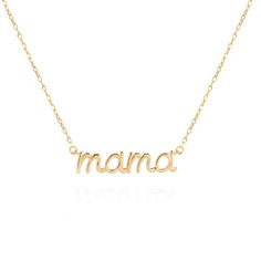 Mama Necklace, Mother Necklace, Cursive Letter Necklace, Mom Necklace,solid gold necklace, mother's day giftThe Mama necklace celebrates all mothers and their unconditional love and dedication. Made from 14-karat gold, the mama charm is draped from a delicate chain and simple enough to wear everyday layered with other favorites.▲Specs:•Solid 14K gold.•Pendant width- approx. 1"•Adjustable length- 16"-18"•Current production time- 1 week.•This item automatically ships with signature confirmation.▲F Parrot Jewelry, Mother Necklace, Mama Necklace, Fake Diamond, Necklace Mom, Cursive Letters, Horn Necklace, Solid Gold Necklace, Jewelry Tags