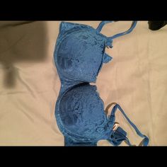 Pretty Blue Lacey Push Up Bra Victoria's Secret Blue Underwire Bra, Victoria's Secret Blue Push-up Bra, Blue Padded Cup Bra By Victoria's Secret, Victoria's Secret Blue Bra With Padded Cups, Victoria's Secret Padded Blue Bra, Victoria's Secret Blue Padded Bra, Victoria's Secret Blue Summer Bra, Blue Lace Push-up Bra, Bra Brands