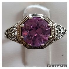 Beautiful Art Deco Filigree Design! Purple Changes To Electric Baby Blue In Daylight. Set In 925 Stamped Sterling Silver. Please See All Pictures For Details And Measurement. Brand New. Never Worn. Wholesale Prices Always....Or Less. Elegant Purple Sterling Silver Birthstone Ring, Pink Amethyst Ring For Formal Occasions, Classic Purple Birthstone Ring With Center Stone, Classic Purple Gemstone Birthstone Ring, Classic Purple Birthstone Ring With Gemstone, Classic Purple Sterling Silver Ring, Classic Purple Ring As Gift, Classic Purple Rings As Gift, Classic Purple Sapphire Ring In Sterling Silver