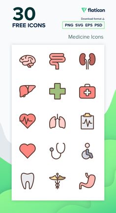 the medical icons are shown in pink and green