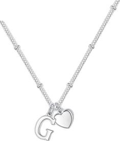 Necklaces For Girls, Heart Pendant Necklace Silver, Sterling Silver Initial Necklace, Silver Necklace For Women, Jewelry For Girls, Dainty Initial Necklace, Initial Necklaces, Sterling Silver Initial