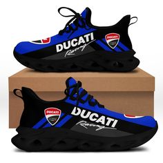 Ducati Racing Bs Running Shoes Ver 1  Blue  Lightweight construction with breathable mesh fabric provides a comfortable and flawless fit. Merek Mobil, Black Shoes Men, Mens Shoes Black, White Shoes Women, Ducati Monster, Luxury Sneakers, Black Shoes Women, Yeezy Shoes, Footwear Collection