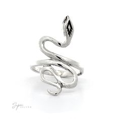 A Coiled Snake Ring With Fine Finish with a polished finish Adjustable Metal Snake Ring, Unique Sterling Silver Snake Ring, Silver Metal Snake-shaped Ring, Adjustable Snake-shaped Symbolic Rings, Adjustable Silver Snake-shaped Ring, Adjustable Snake Symbolic Ring, Adjustable Silver Nickel-free Snake Ring, Adjustable Nickel-free Silver Snake Ring, Adjustable Symbolic Snake Ring