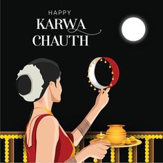 Happy Karwa Chauth festival card with Karva Chauth is a one-day festival celebrated by Hindu women from some regions of India, Hindu Women, Travel To Thailand, Durga Picture, Flower Background Images