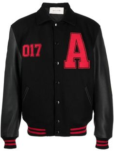 1017 ALYX 9SM Black Logo-Print Varsity Jacket: Urban Streetwear Icon Customized Step into the world of urban streetwear fashion with the 1017 ALYX 9SM Black Logo-Print Varsity Jacket. Crafted with meticulous attention to detail, this jacket is a true expression of contemporary style and urban sophistication. The sleek black design provides a versatile canvas for the distinctive logo print, adding a bold and dynamic element to the jacket. Made from high-quality materials, it offers both durabilit Streetwear Mode, 1017 Alyx 9sm, Urban Streetwear, Leather Sleeve, Street Wear Urban, Mode Streetwear, Print Jacket, Black Logo, Casual Jacket