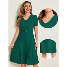 Upgrade your workwear wardrobe with the Allegra K Work Dress and exude confidence and sophistication every day. The pleated detailing adds texture and movement to the dress, adding an extra element of style. Pair it with your favorite heels or flats, add some accessories, and you're ready to conquer the office in style.