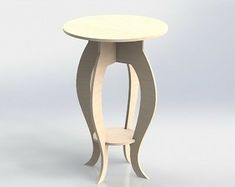 a small table that is made out of wood and has an oval top with curved legs