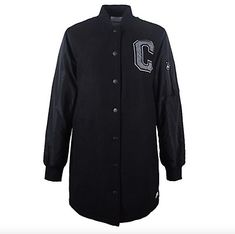 Premium Quality Converse Women's Long MA-1 Baseball Jacket / BNWT / Black / All Sizes, Fashion women's Coats Jackets Winter Varsity Style Outerwear For Work, Black Winter Outerwear For College, Black Varsity Winter Outerwear, Black Varsity Outerwear For Winter, Converse Logo, Coat Women Fashion, Women's Converse, Of Outfits, Baseball Jacket