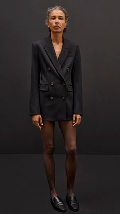 Made of an Italian seasonless wool, this elevated classic features traditional suiting details like a double-breasted closure, a peak label, sculpted shoulders, and interior pockets. Our Double-Breasted Blazer pairs great with a pair of chic trousers or dressed down with a classic tee and denim combo. Sculpted Shoulders, Chic Trousers, Women's Blazers, Good To See You, Womens Blazers, Breasted Blazer, Double Breasted Blazer, Navy Stripes, Dressed Down