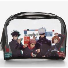 Rep Your Favorite Anime On The Go With This Jujutsu Kaisen Makeup Bag. Perfect For Holding All Of Your Makeup And Toiletry Essentials. This Transparent Bag Features A Group Shot Of Megumi, Yuji, Satoru And Nobara On One Side, And The Show's Logo On The Other. 8'' X 2 1/2'' X 6'' Polyurethane Zipper Closure Jujutsu Kaisen Group, Jujutsu Kaisen Makeup, Jjk Characters, Anime Bag, Anime Accessories, Transparent Bag, Nice Things, 18th Birthday, Jujutsu Kaisen