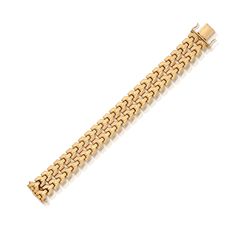 Gorgeously Retro, this 18 karat yellow gold bracelet features geometric links with textured detailing and is 7 inches in length. Reference Code: 31422 Shop other beautiful pieces in our Bracelet Collection. For inquiries on the piece please contact: boutique@shsilver.com Luxury Gold Bracelet With Hook And Links, Luxury Vintage Gold Bracelet With Polished Finish, Formal Gold Link Bracelet With Bracelet Strap, Yellow Gold Bracelet With Chain Link Strap, Formal Bracelet With Solid Rectangular Links, Yellow Gold Chain Link Diamond Bracelet For Formal Occasions, Formal Link Bracelet With Bracelet Strap, Formal Diamond Bracelet With Gold Chain, Formal Yellow Gold Diamond Bracelet With Box Chain