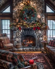 a living room filled with furniture and a fire place